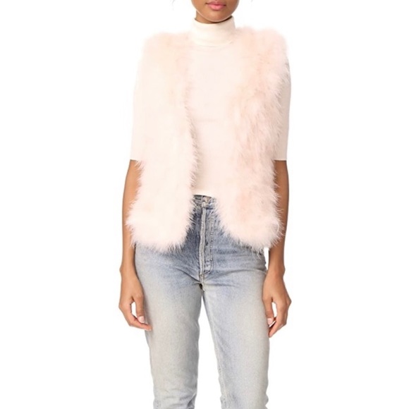SOLD Soft pink %100 feather vest - Picture 1 of 16